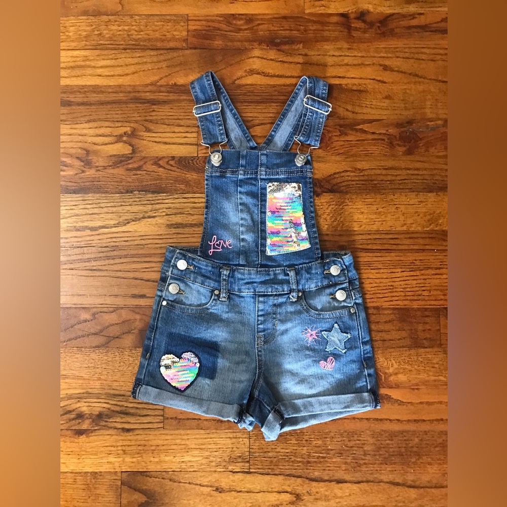 Jordache Kids Denim Blue Jean Overall Shorts w/ Sequins Hearts Stars Love
4 / 5 - Picture 9 of 14